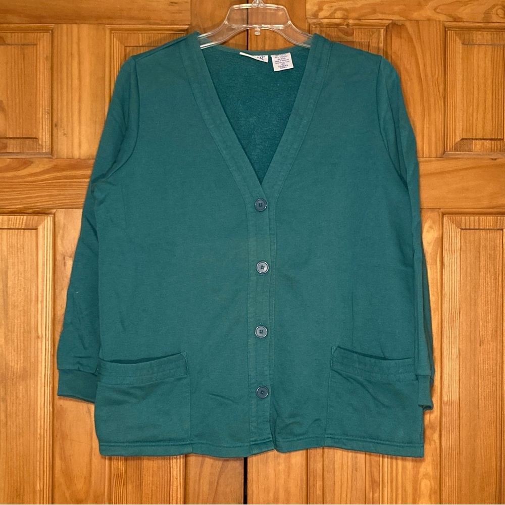 EUC Blair Vintage 90s Cardigan Fleece Buttoned Green Size L Large